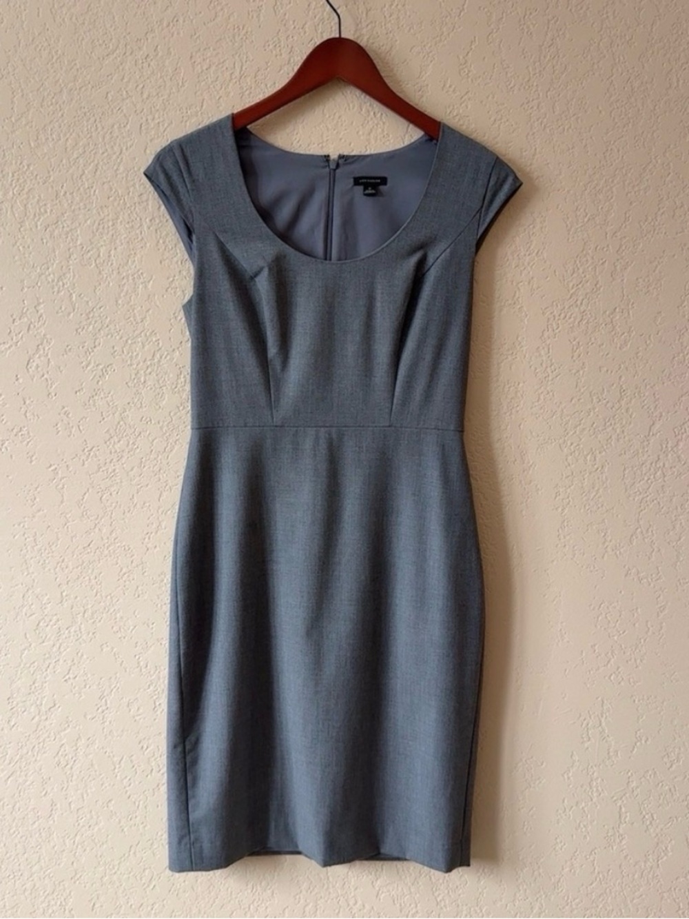 Ann Taylor Slate Gray Cap-Sleeve Sheath Dress